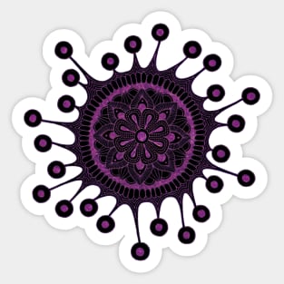 Virus Mandala (black/pink) Sticker